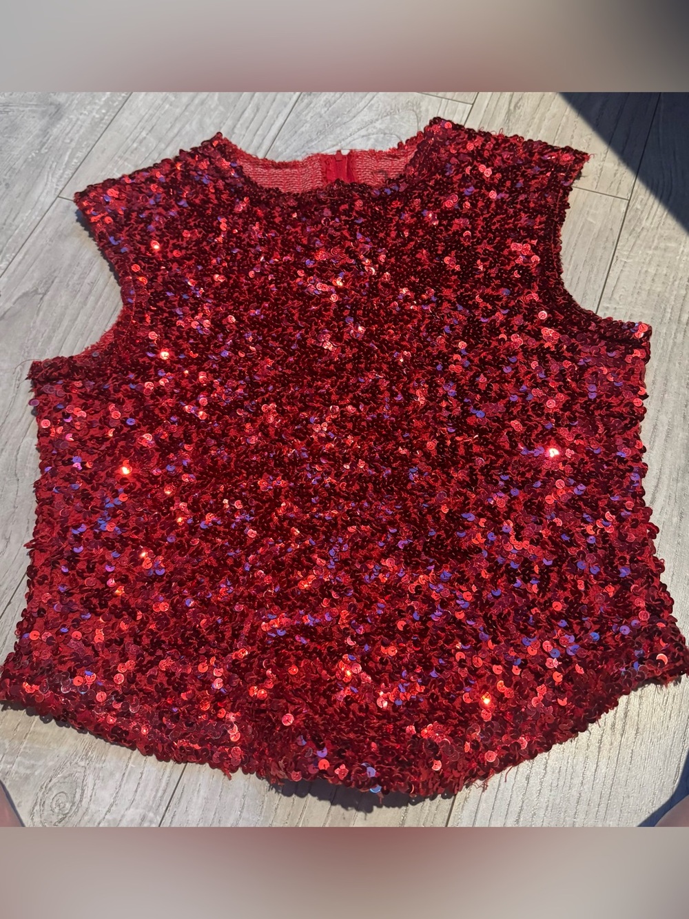Red Sequin Dance Color guard Top - Sleeveless Sparkle Tank